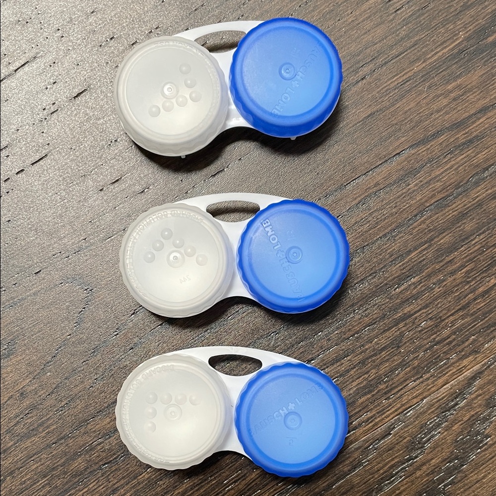 Bausch + Lomb Blue and White Contact Lens Cases (3), New